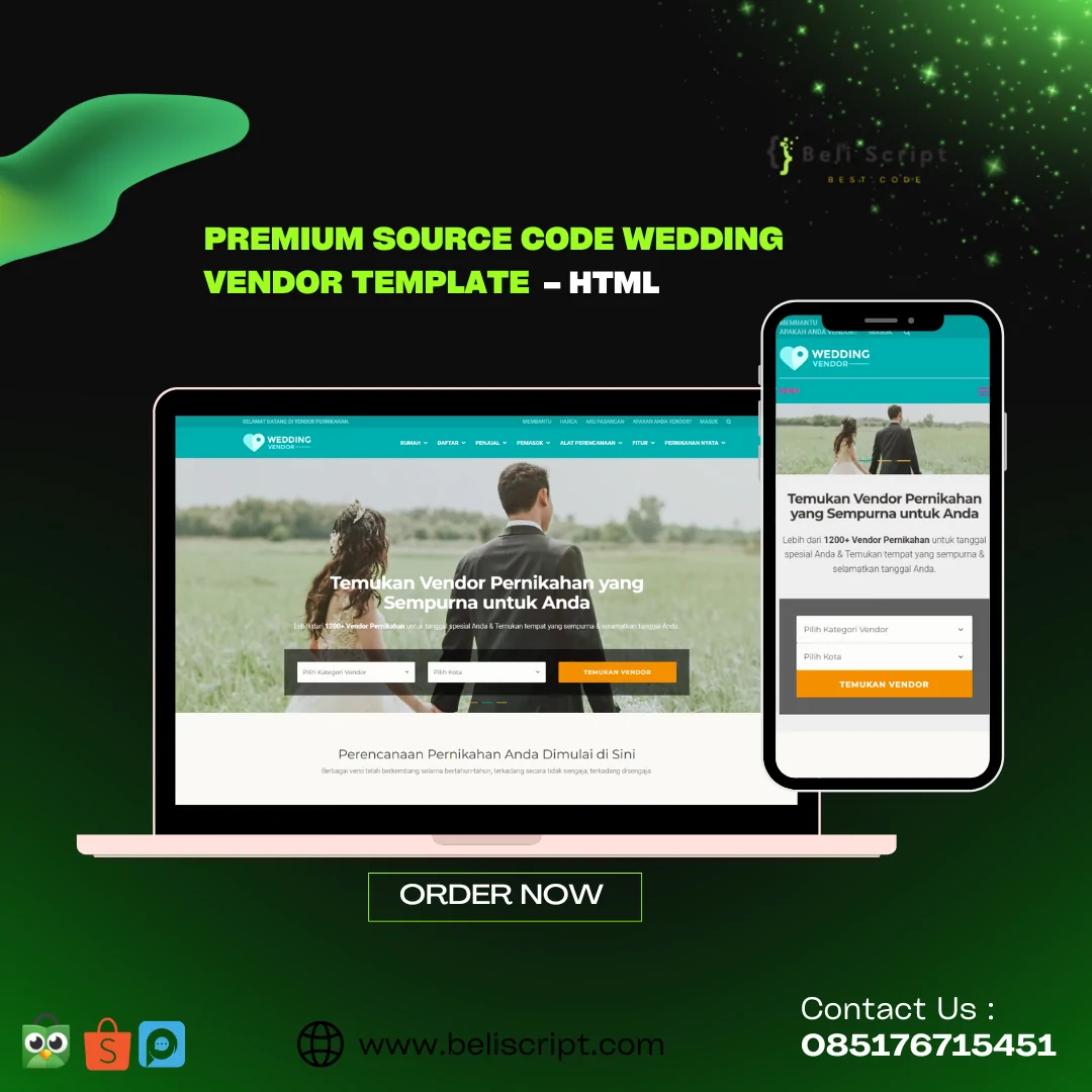 Premium Source Code Wedding Vendor Template – HTML: Solusi Web Vendor Pernikahan Profesional!
