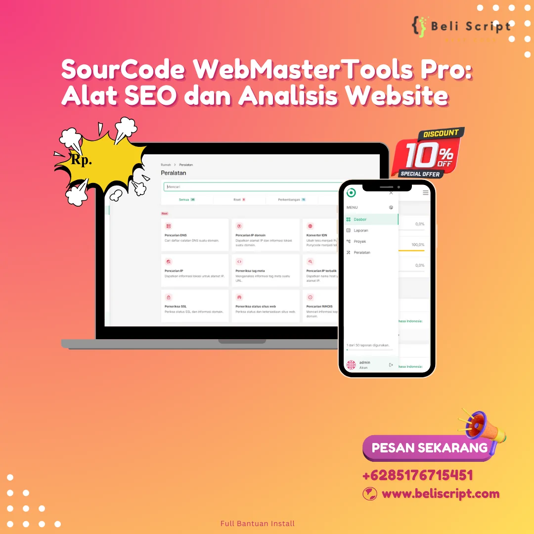 Jual Source Code WebMasterTools Pro: Alat SEO dan Analisis Website Komprehensif!