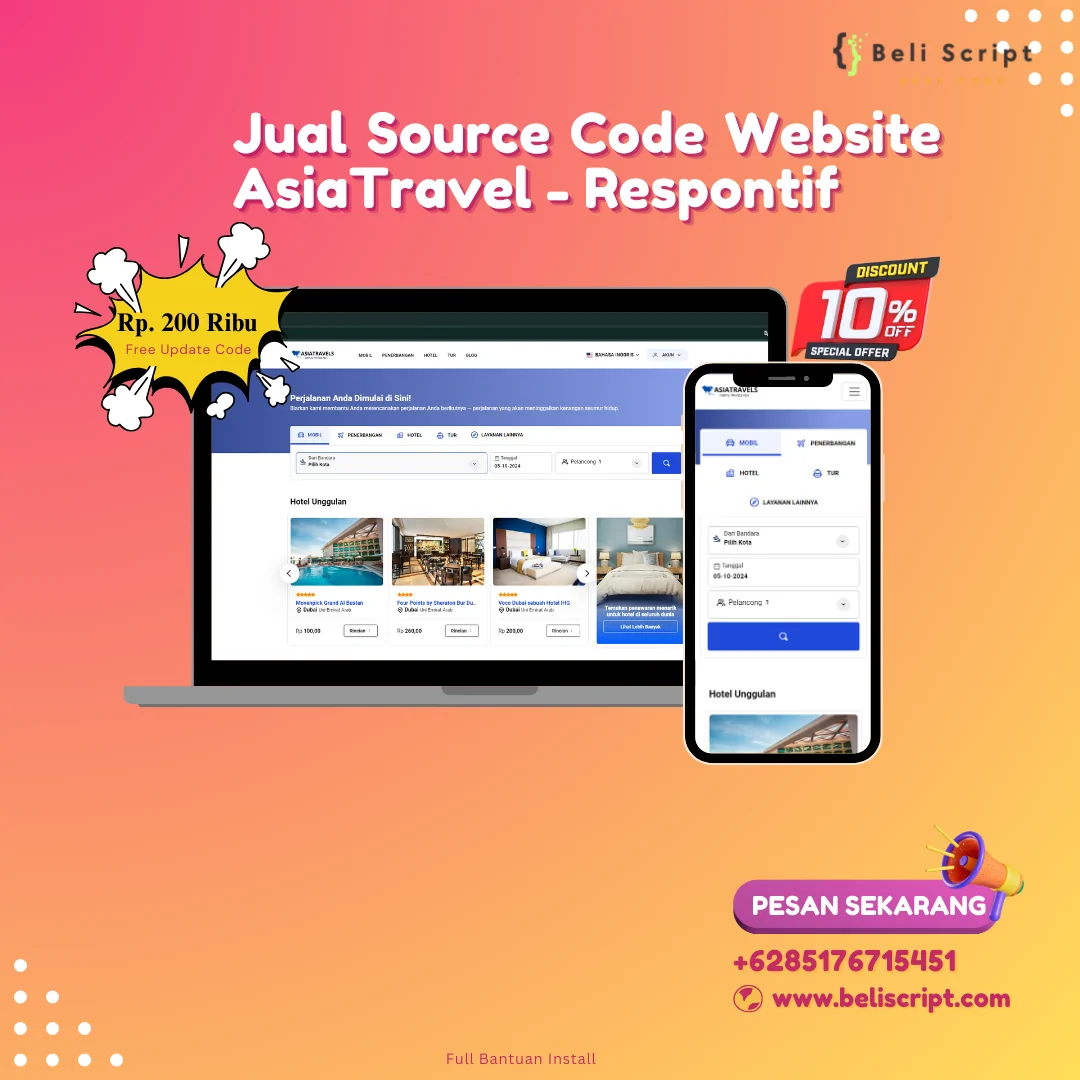 Jual Source Code Website AsiaTravel: Solusi Web Tour & Travel Responsif & Profesional!
