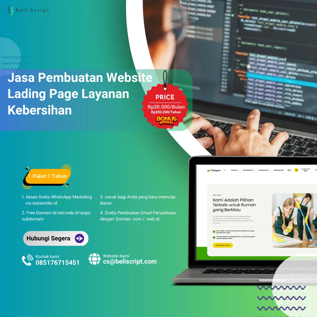 Jasa Pembuatan Website Landing Page Layanan Kebersihan Terbaik